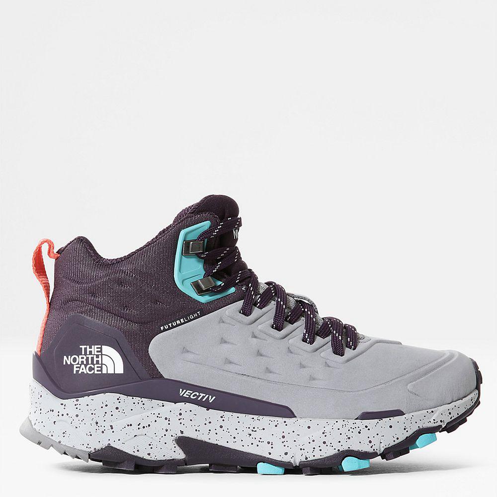 The North Face Vectiv™ Futurelight™ Exploris Leather Γυναικεια Μποτάκια Πεζοπορίας - Γκρι / Βαθυ Μωβ